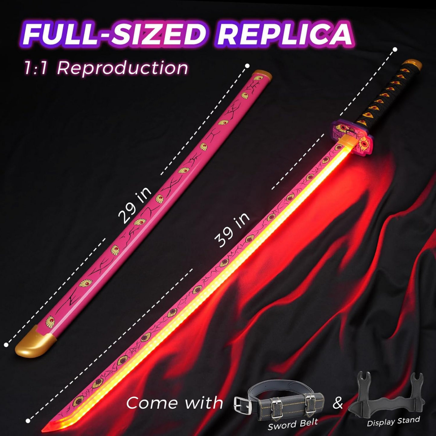 Demon Slayer LED sword replica inspired by Upper Moon One, Kokushibo