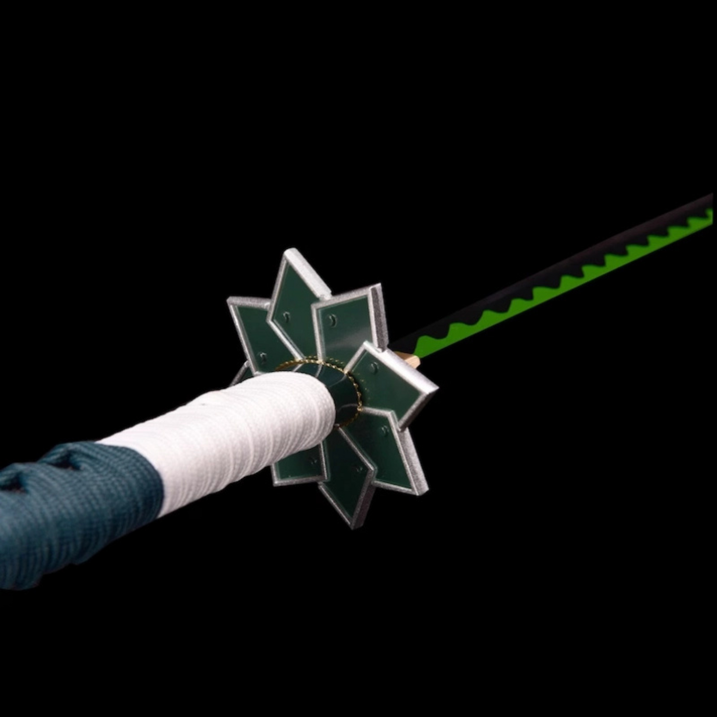 Close-up of Sanemi’s bokken handle wrapping and wooden blade – training sword