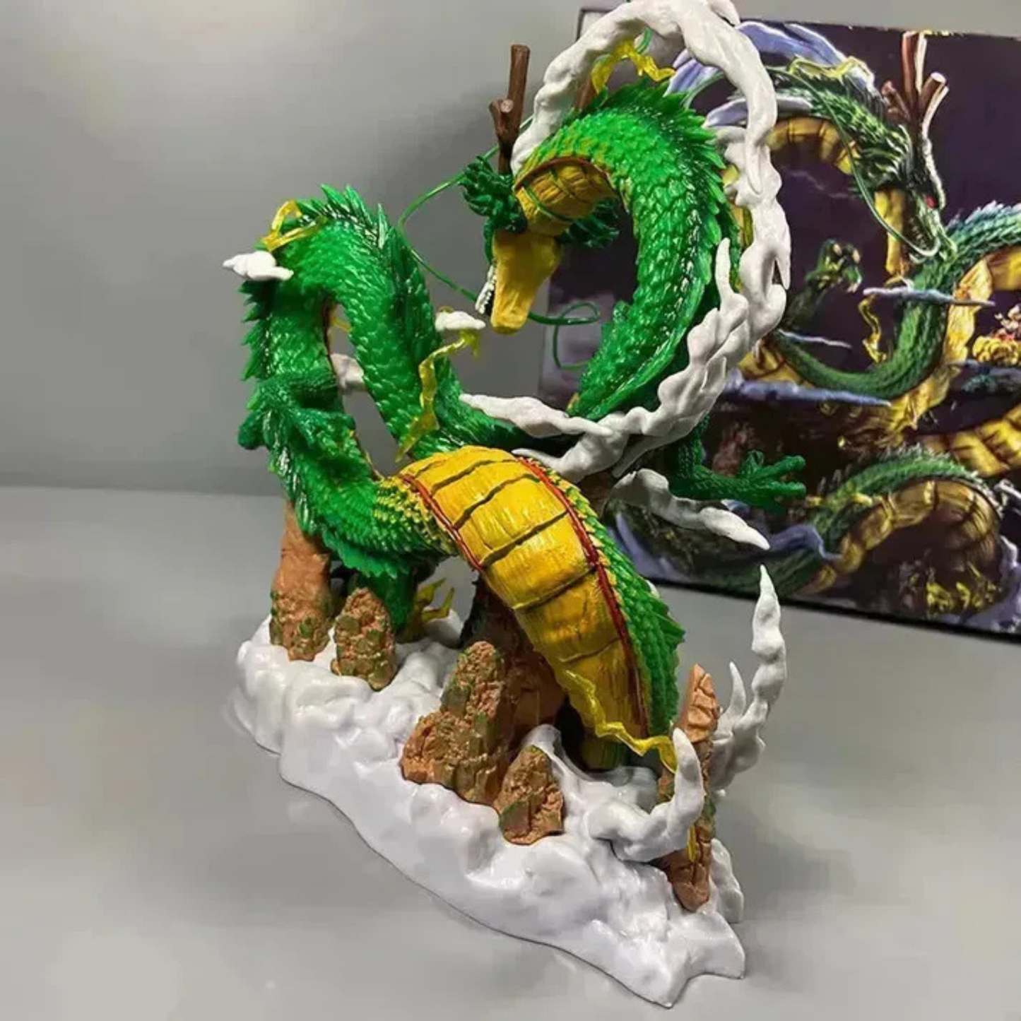 Close-up of Shenron’s fierce expression and majestic scales – anime action figure