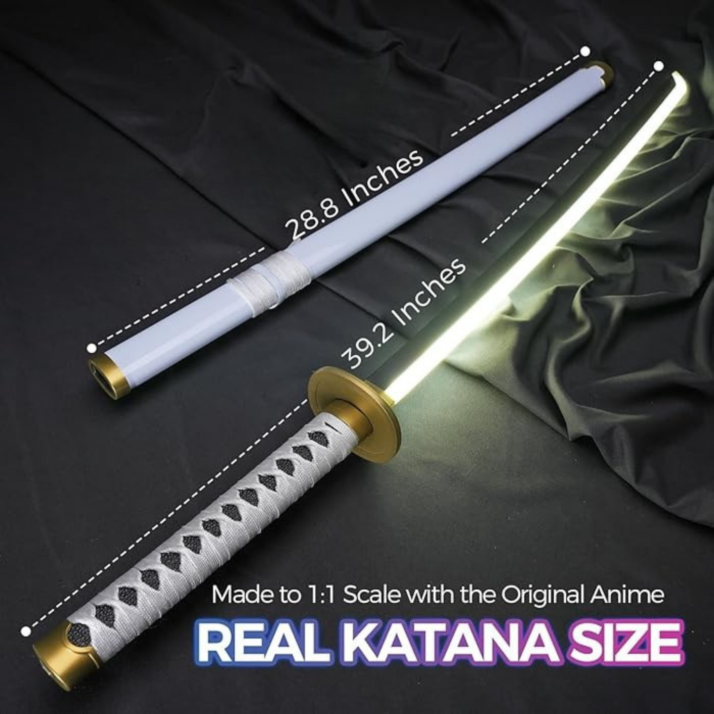 Close-up of Zoro’s iconic straight blade and detailed hilt – premium katana