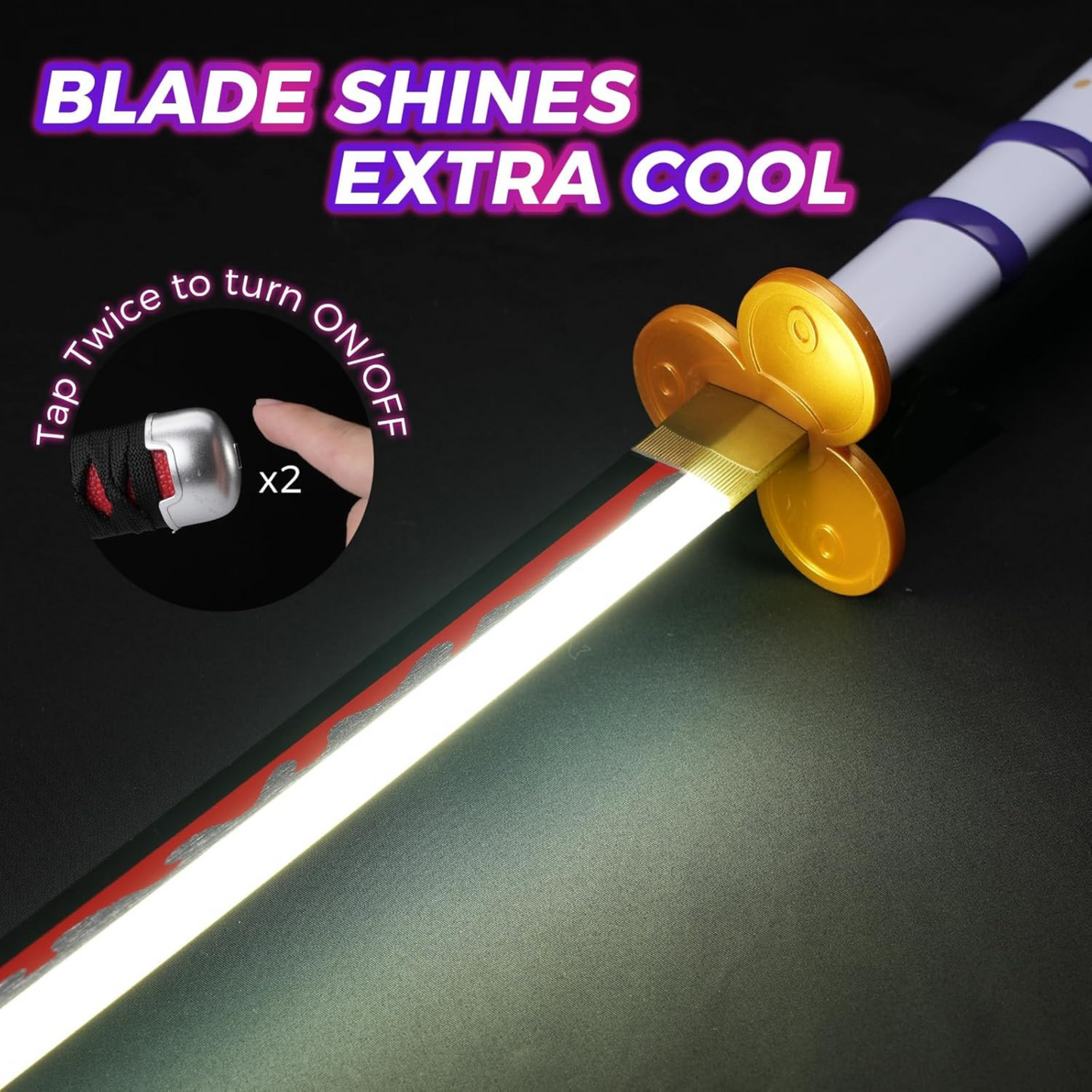 Zoro Yama Enma white cosplay katana with LED light – 40 inches