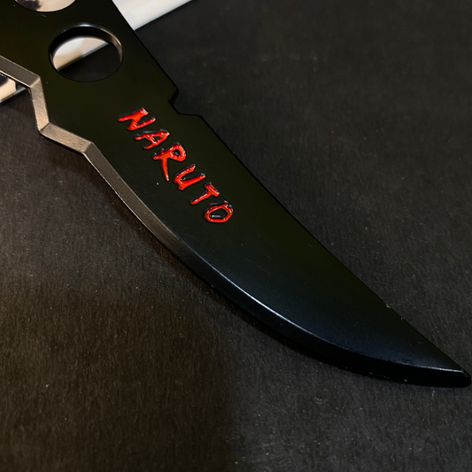 Naruto Asuma Sarutobi chakra blade mini sword key chain with red engraved lettering