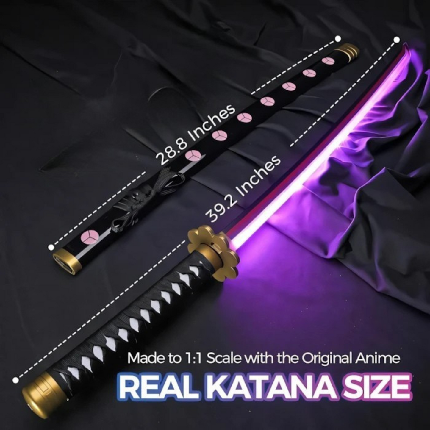 LED Black Blade Shusui Katana with Rechargeable Battery
