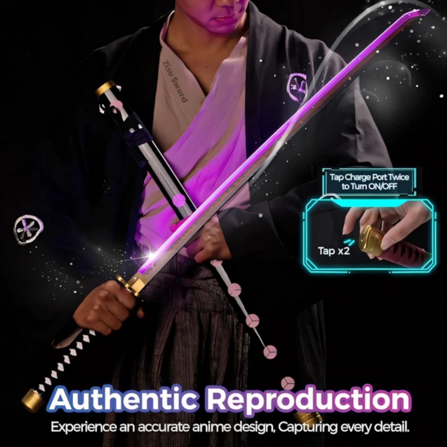 Roronoa Zoro Sword with Glowing Blade for Cosplay & Display