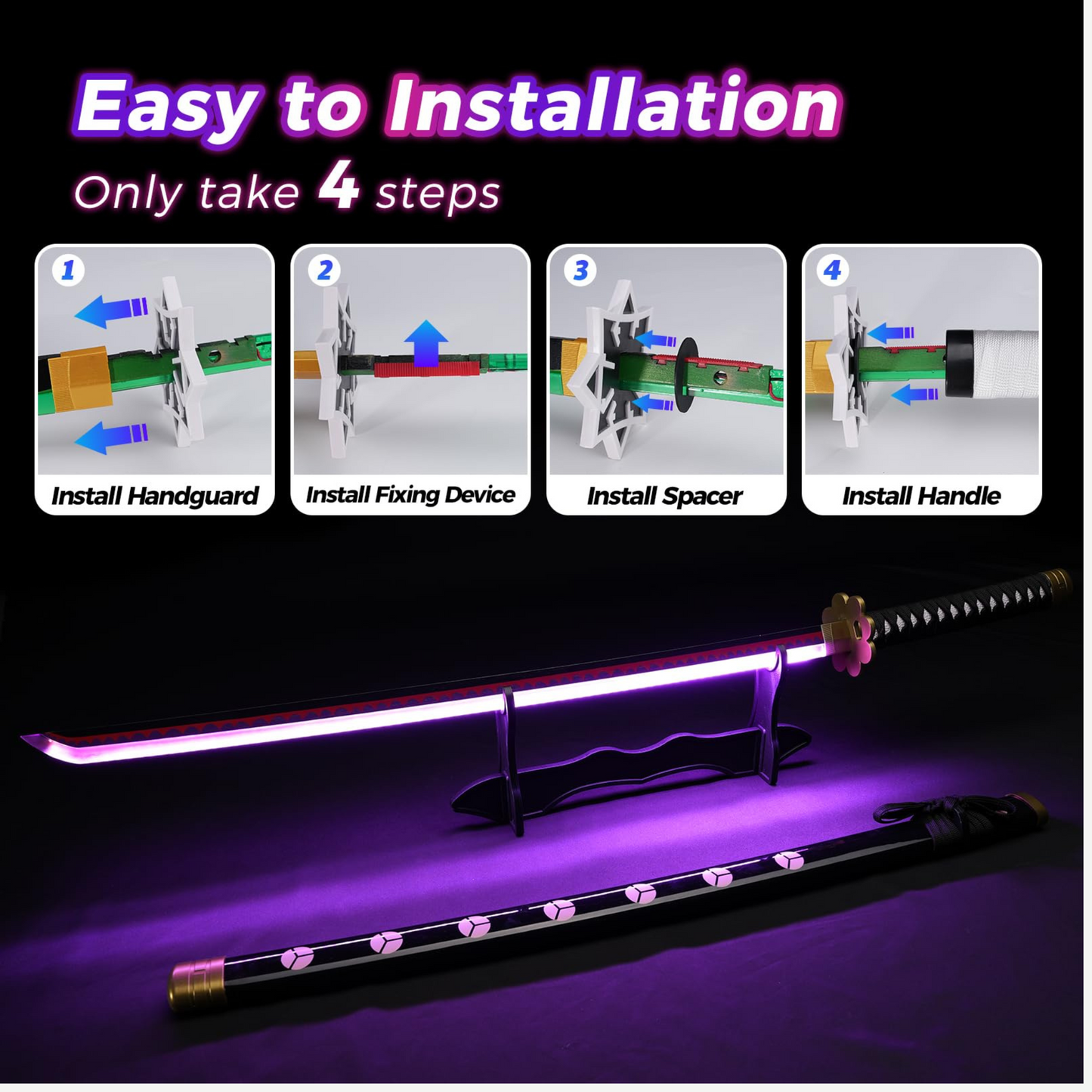 Roronoa Zoro Sword with Glowing Blade for Cosplay & Display