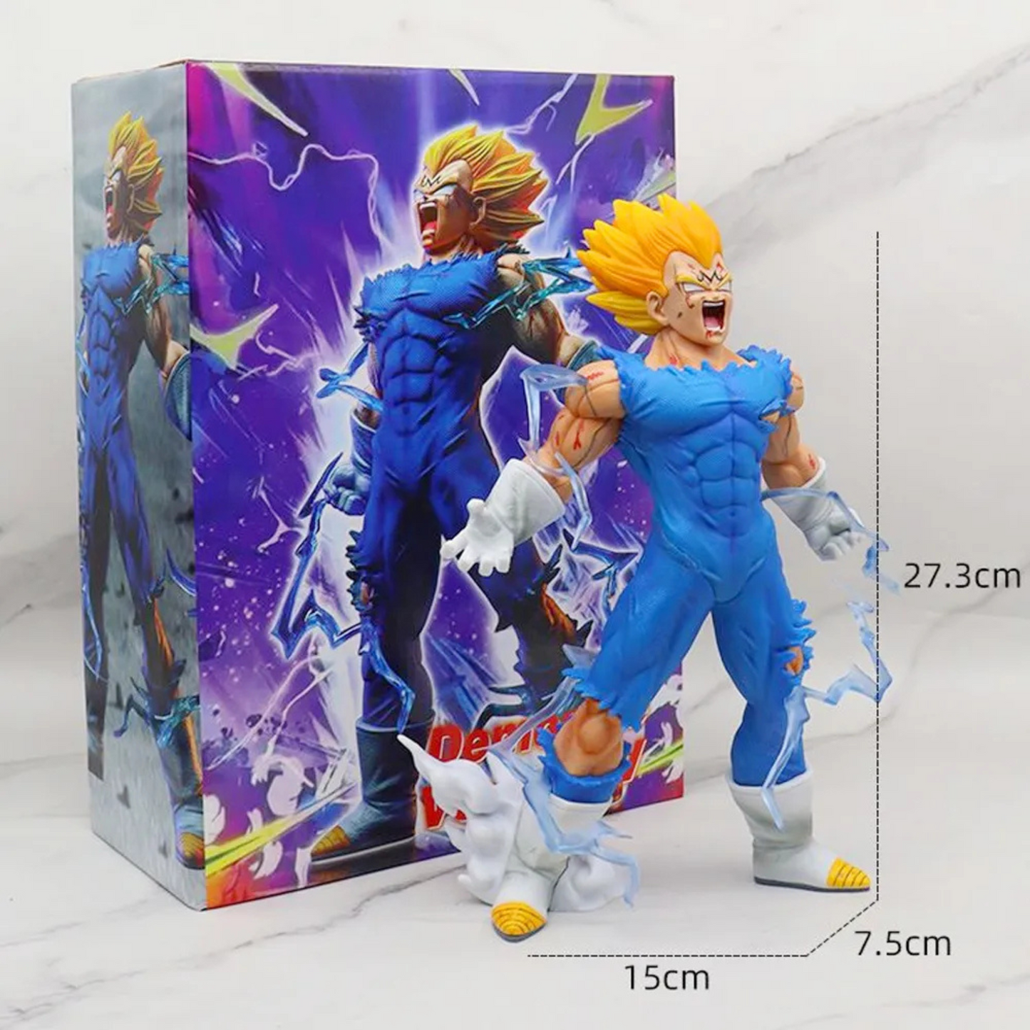 Vegeta's intense pose and flame sword details – premium anime figure