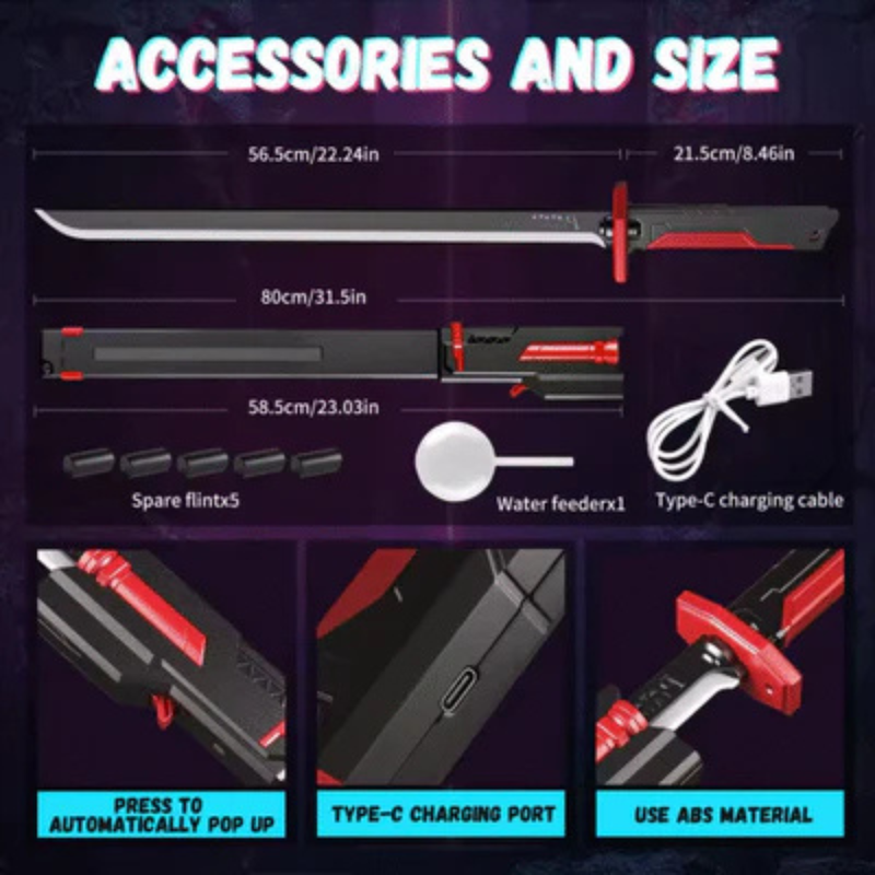 Spark FX Katana – Sparkling LED Smoke Effect Katana Replica (104 cm)
