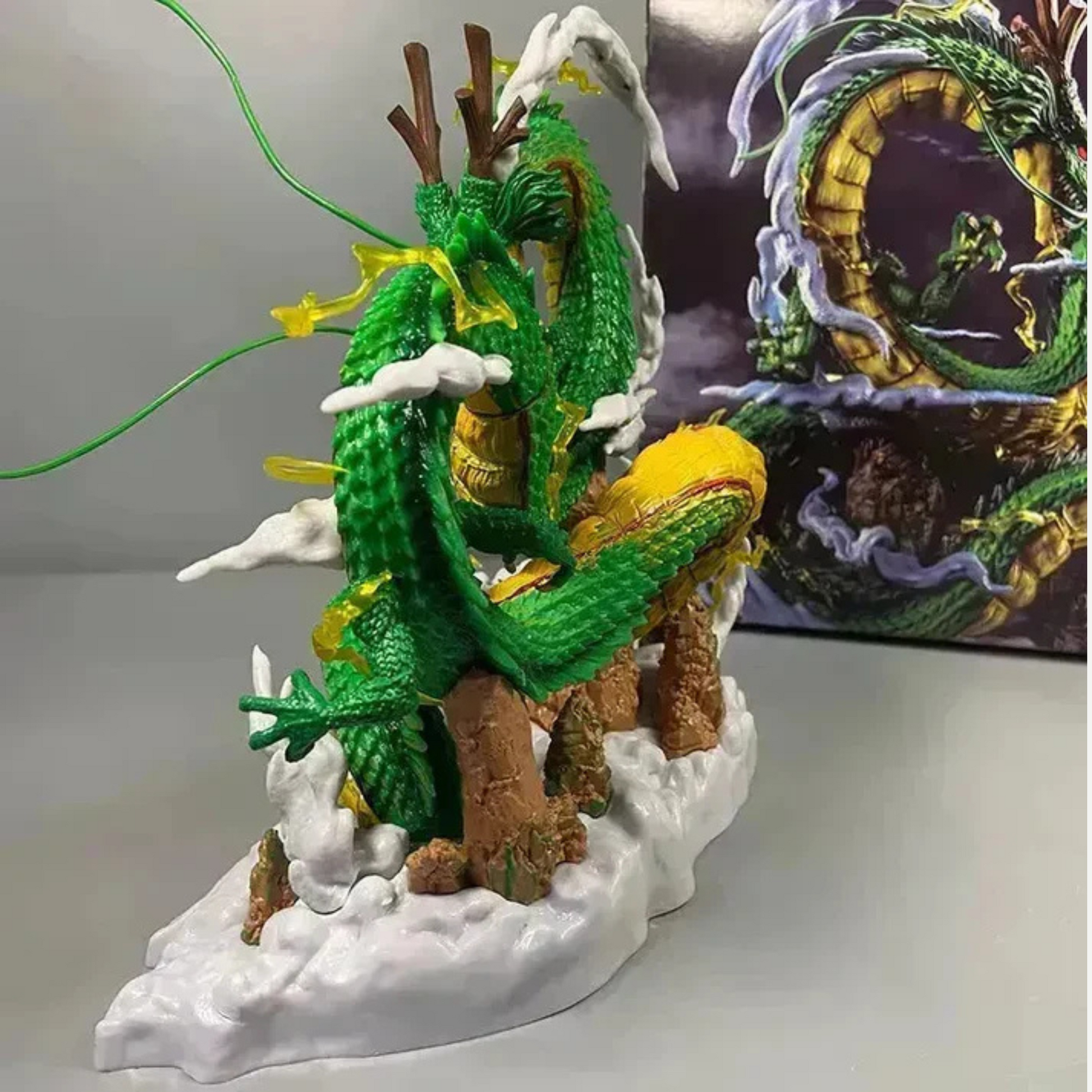 Close-up of Shenron’s fierce expression and majestic scales – anime action figure