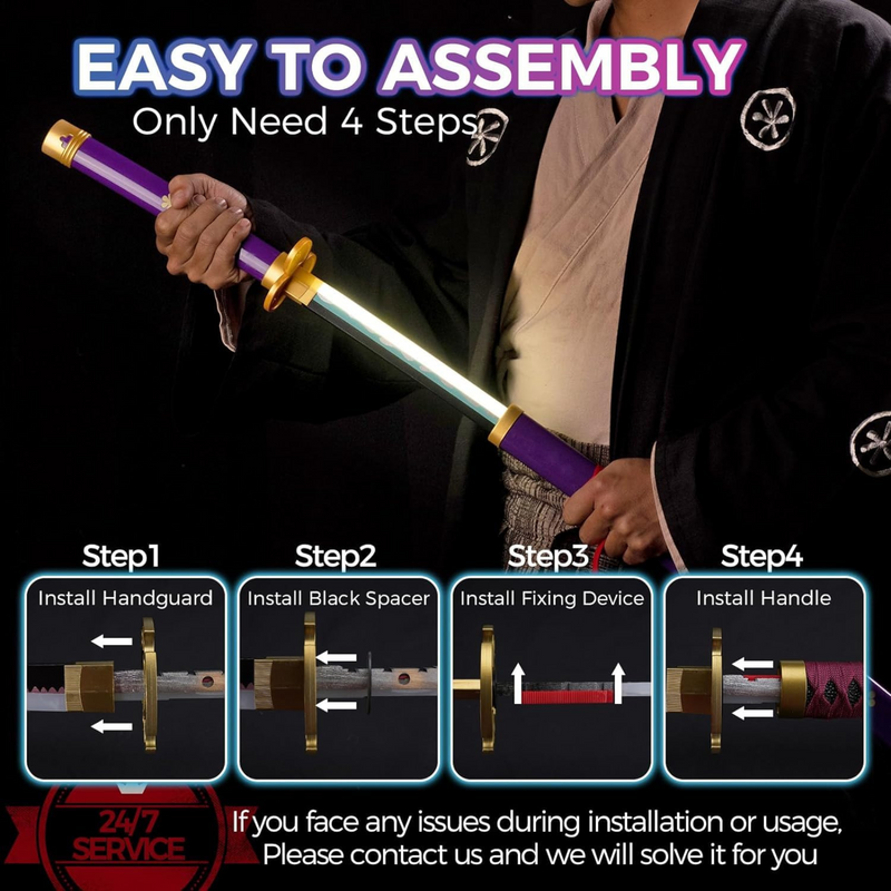 Roronoa Zoro – One Piece Enma Purple – LED Katana Replica (104 cm)