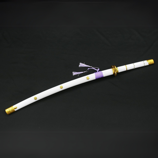 White wooden Enma katana replica inspired by Roronoa Zoro from One Piece