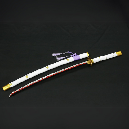 White wooden Enma katana replica inspired by Roronoa Zoro from One Piece