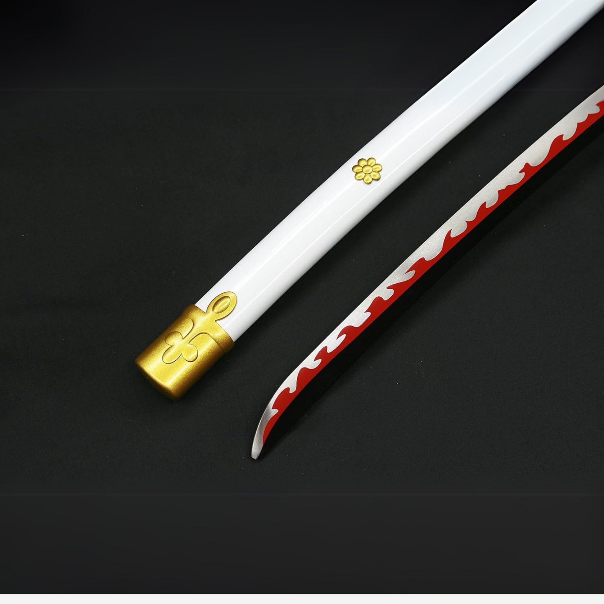Full tang white Enma sword cosplay prop with sheath