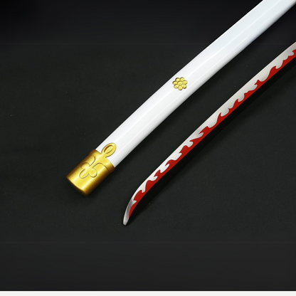 Full tang white Enma sword cosplay prop with sheath