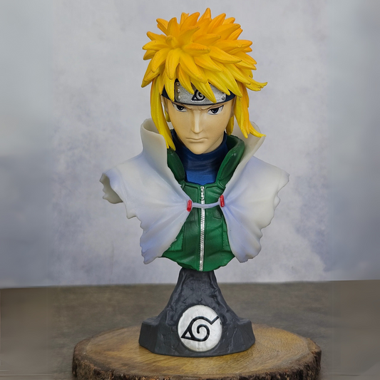 15 cm Minato Namikaze bust action figure wearing Leaf Village cloak – Naruto anime collectible