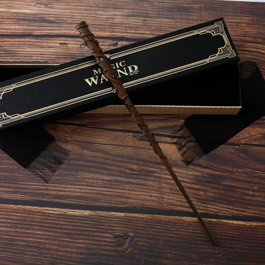 Hermione Granger’s LED wand placed diagonally over its premium collector's box