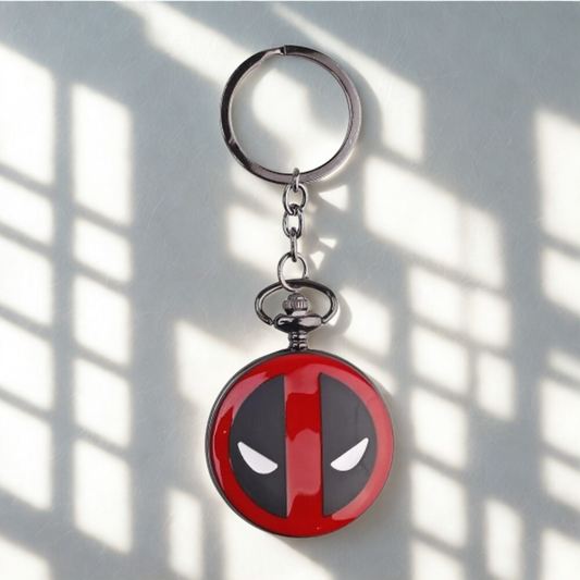 Deadpool Pocket Watch Metal Keychain – Marvel collectible accessory with engraved details