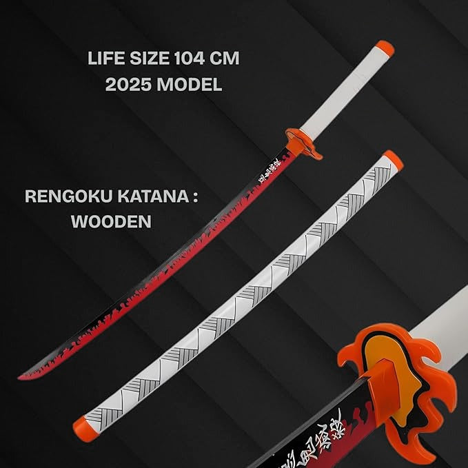 Demon Slayer: Kyojuro Rengoku Nichirin Wooden Katana – 104 cm Replica